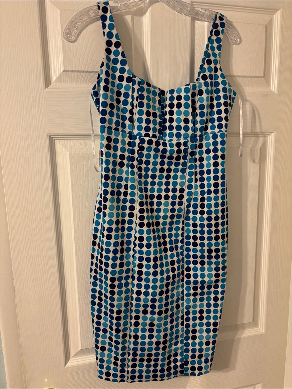 Calvin Klein Blue and Teal Polka Dot Midi Dress